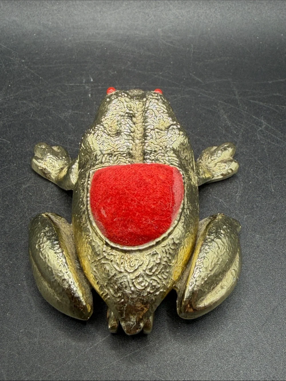 Jameco Vintage Frog Sewing Pin Cushion Metal Trinket Box Hinged Lid Cottagecore